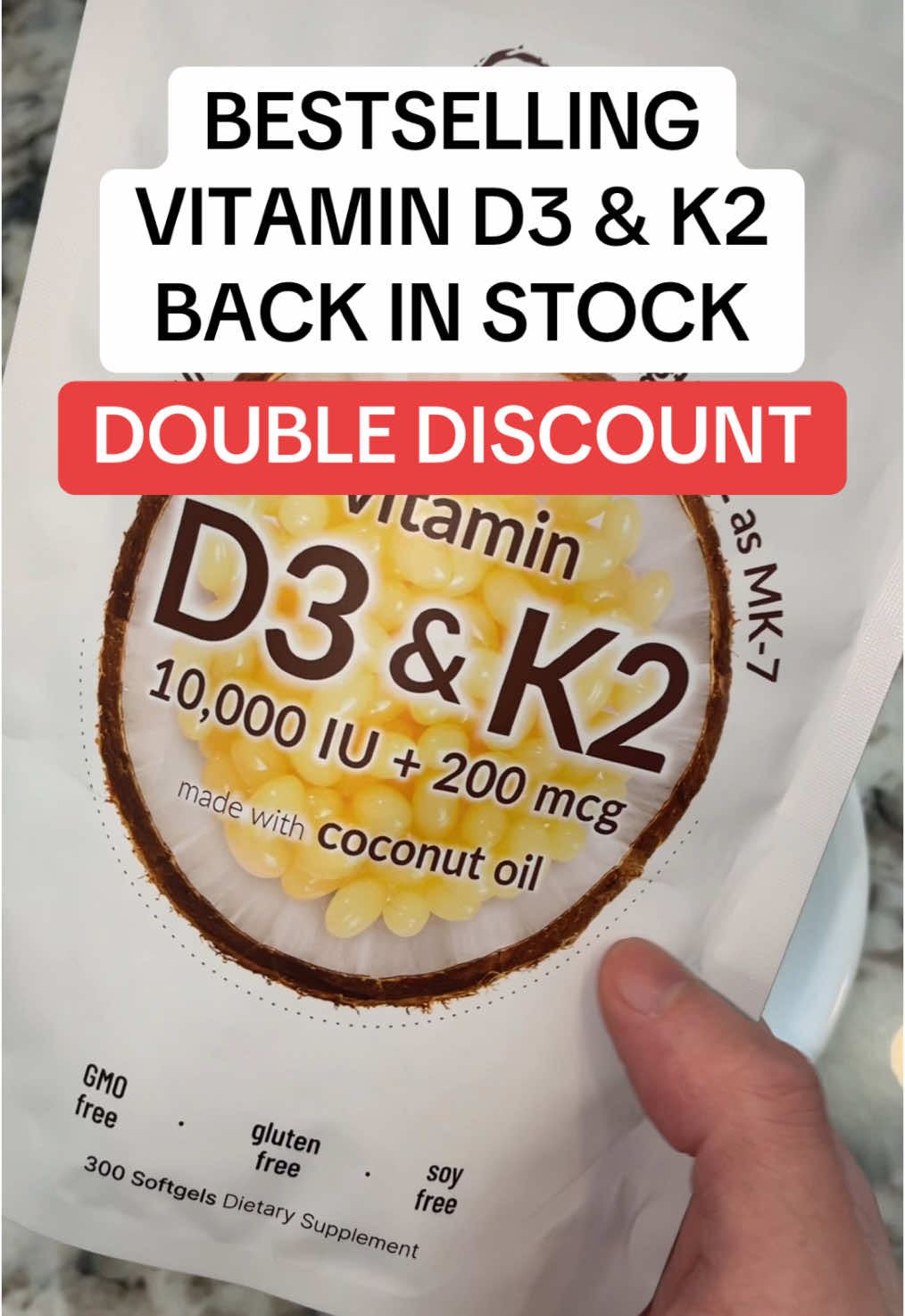 Bestselling Vitamin D3 K2 is back in stock and on a massive sale right now! #vitamind #vitamind3 #vitamind3k2 