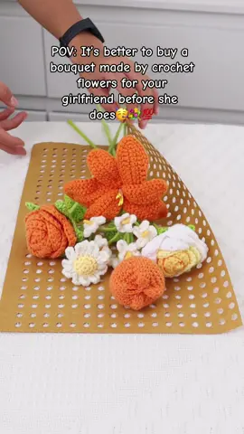 Orange crochet bouquet#💐💐🥰#tiktokshopping #tiktokshop #crochet #bouquet #flowers #tulip #roses #gift 