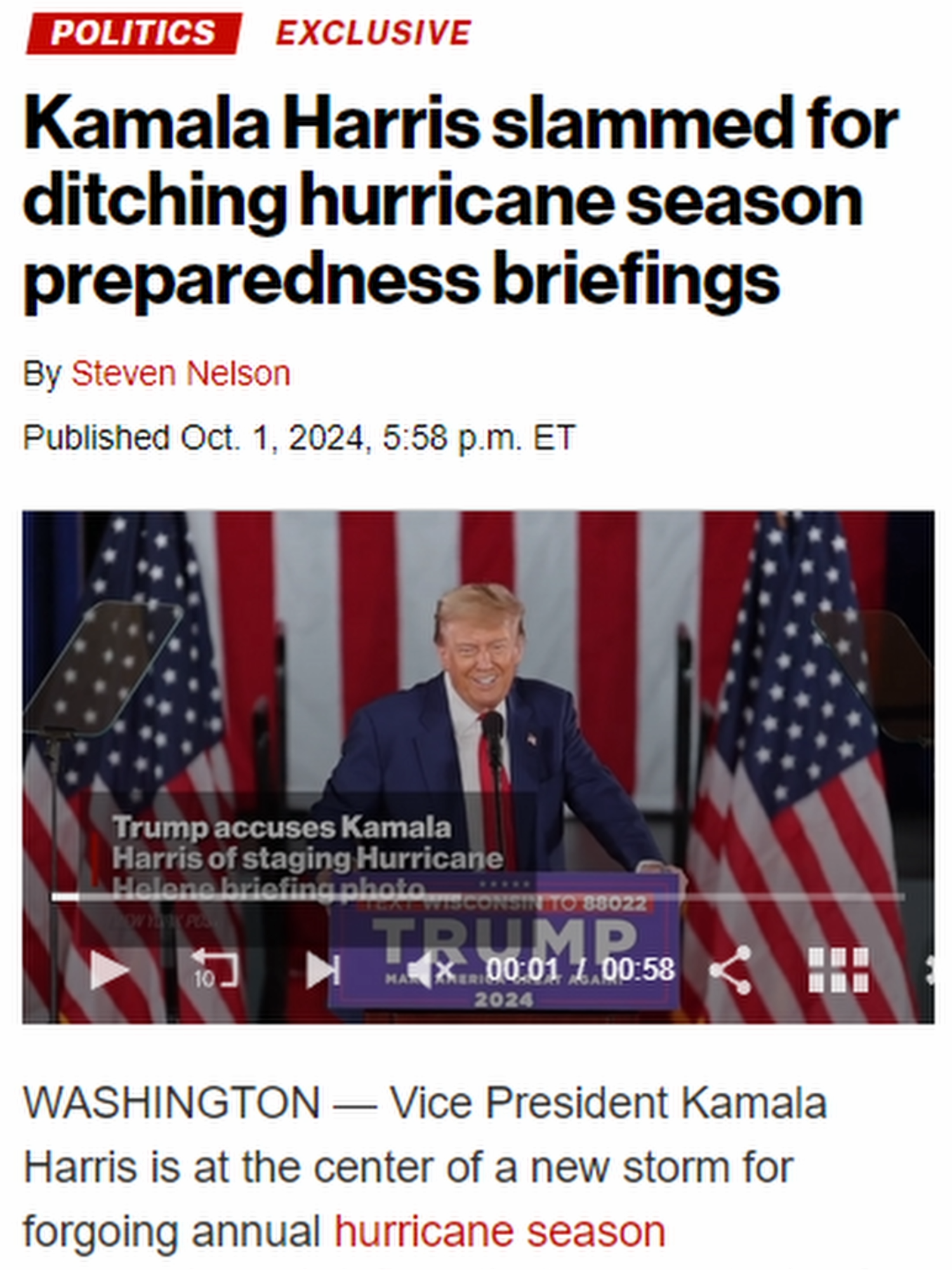 She didn't go?  There are hurricane preparedness meetings -- and the VP skipped them? #news #hurricane 