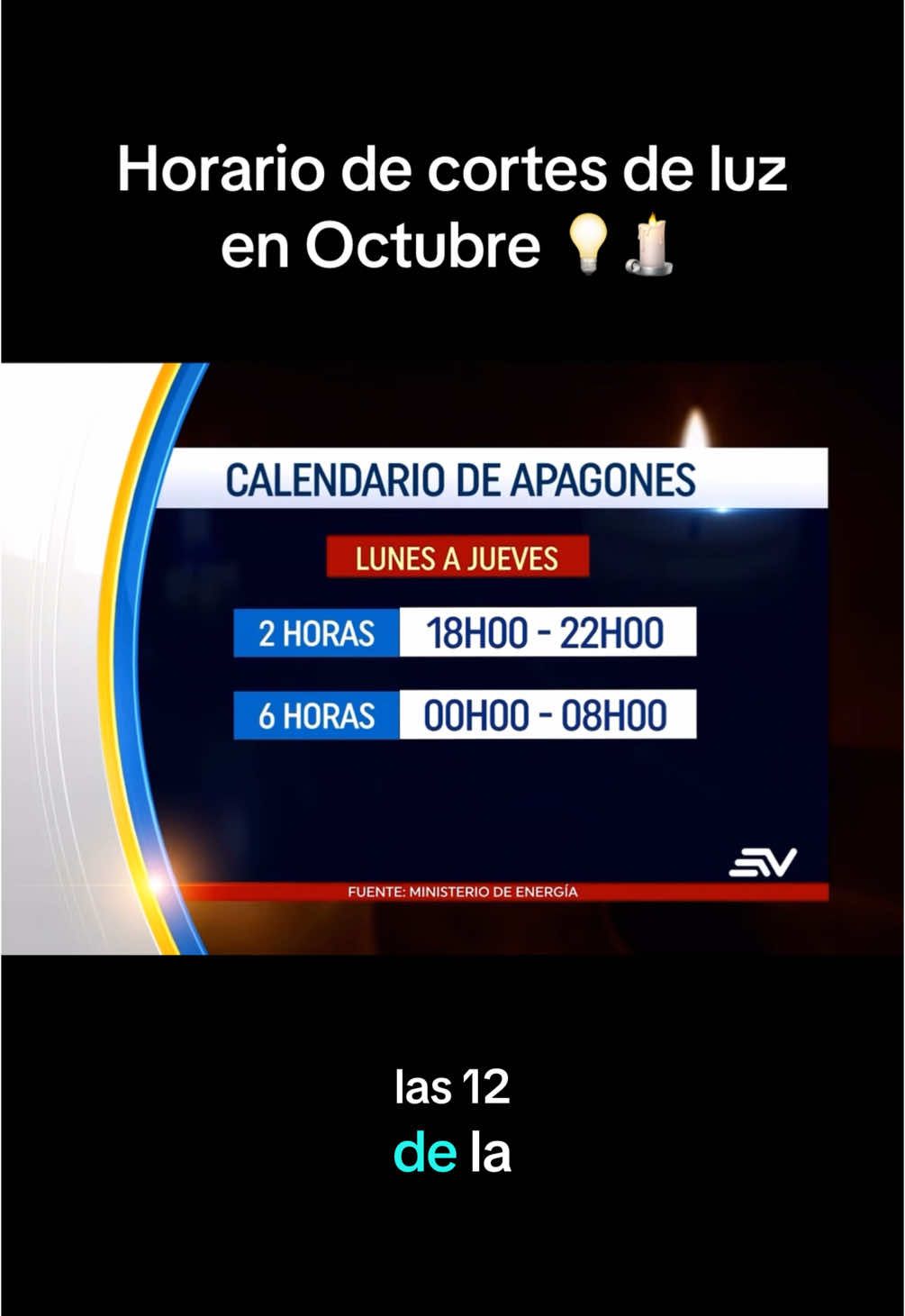 Cortes de Luz en Octubre 🕯️ Fuente: Ecuavisa #sangolqui #noticias #cantonrumiñahui #quito #valledeloschillos #ecuador #cortesdeluz #electricidad