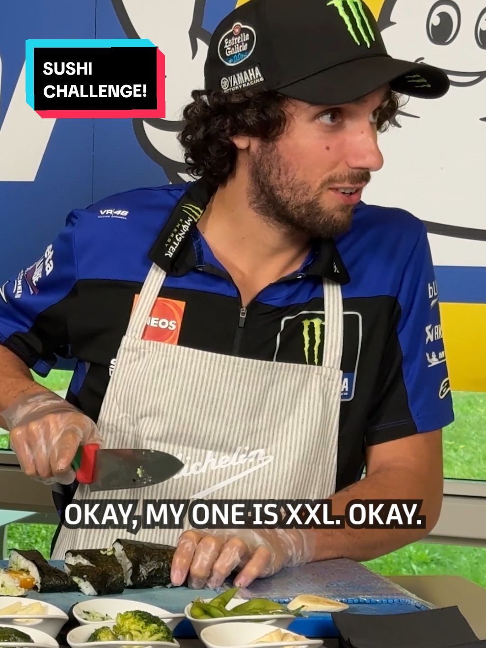 Reminder: tell @Alex Rins to prepare more appropriate sized sushi 😅 At least it was a good warm up for the #JapaneseGP! 🍣 #MichelinMotoGP #MotoGP #Motorsports #Racing #Motor #SportsOnTikTok #Motorcycle