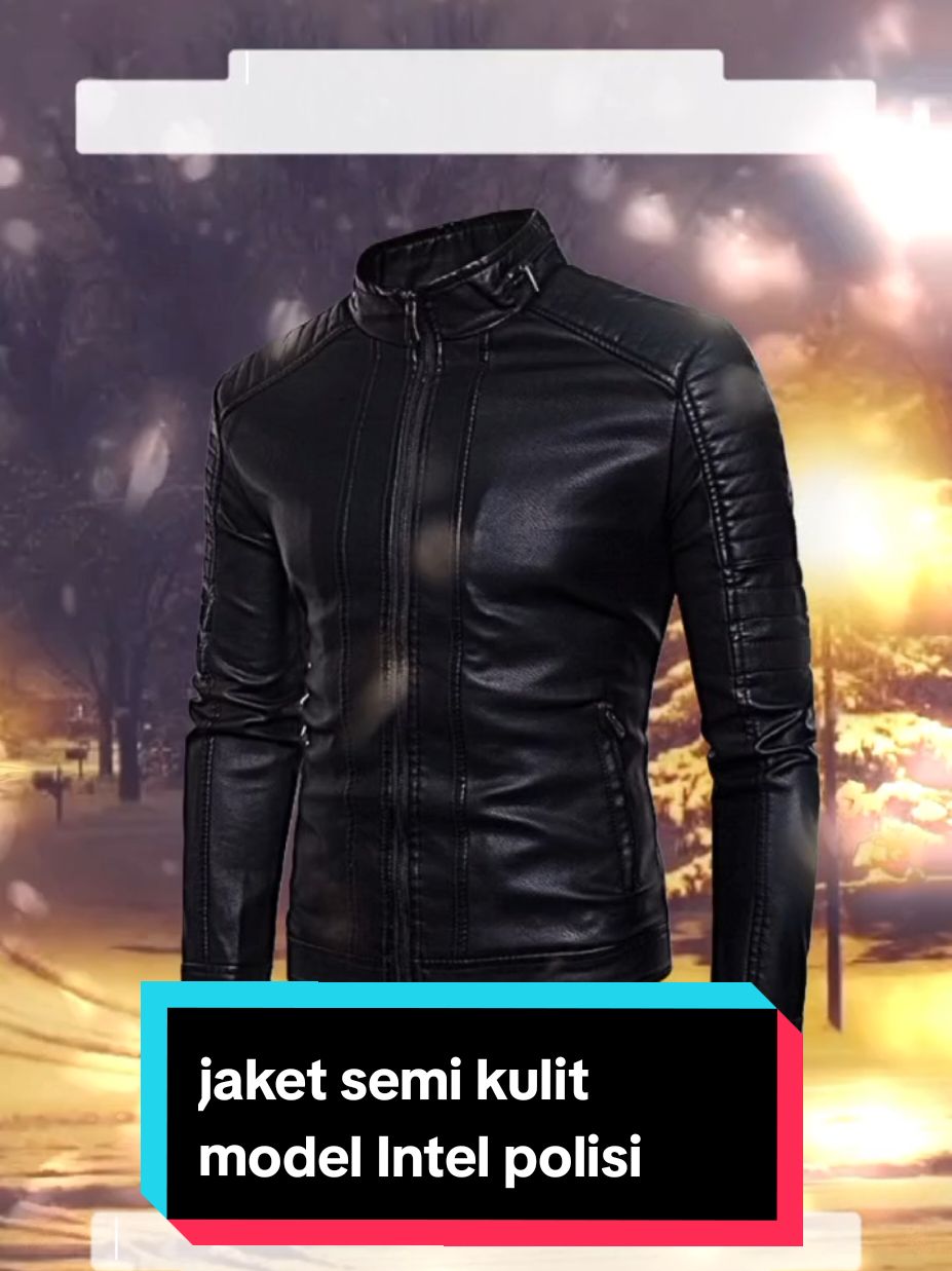 Jaket pria fit kulit pria -jaket semi kulit model intel polisi terbaru Hitam Katun baru#jaketkulit  #jaketpria #fsypシ゚viral🖤tiktok 