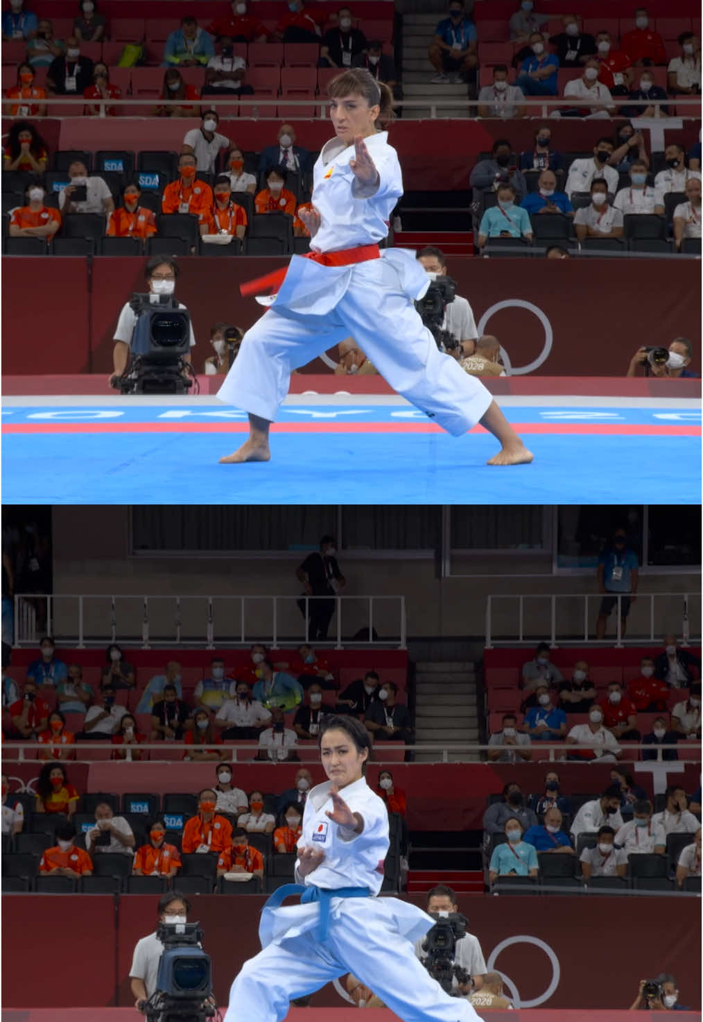 A intensidade do karate kata é impressionante! 🤯 Medalha de 🥇 vs medalha de 🥈, Sandra Sanchez 🇪🇸 vs Kiyou Shimizu 🇯🇵. #Tokyo2020