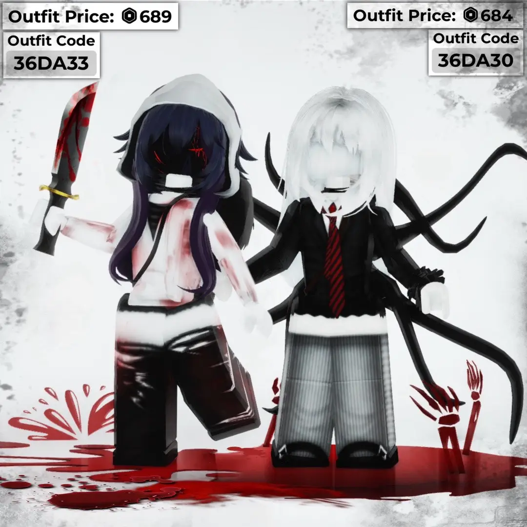 Halloween Outfit ideas ( Slenderman x jeff the killer ) This and more clothes / UGCs on my group: THE FALLEN 4NGEL (link in bio) (^_-) -.☆ (Follow us on Twitter: F4LLEN__4NGEL__ (The codes only work on Catalog Avatar Creator) . #roblox #ROBLOX #robloxfyp #the_f4llen_4ngel #outfit #robloxclothing #robloxoutfit #robloxugc #outfitideas 