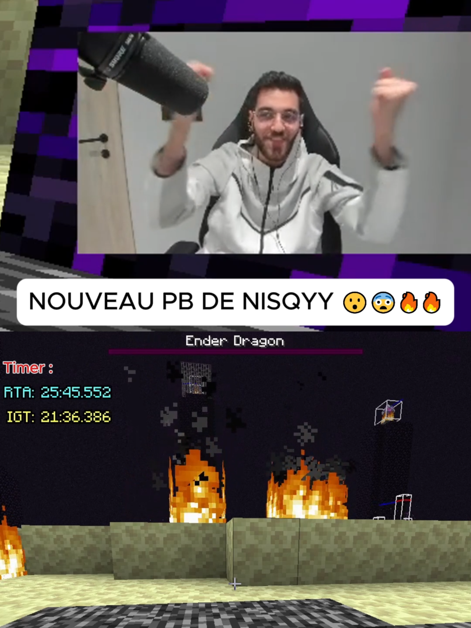 Nisqyy explose son PB ! 😮🔥⛏🐉 #Minecraft #minecraftspeedrun #kc #nisqy #nisqylol #kametotv #karminecorp #speedrun @nisqylol