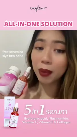 OXIGLOW PLUS 5 in 1 FACIAL SERUM is a powerful combination of five key ingredients that work together to provide multiple benefits for your skin. #tatakmagicpotionstatakeffective  With the blend of premium ingredients of  Hyaluronic Acid   10%  Niacinamide         5%  Vitamin C             30%  Vitamin E             10%  Collagen               5% and other nourishing ingredients, Oxiglow Facial Serum works both on the surface and deep skin to generate a smoother, youthful, and healthy-looking complexion. • 𝟔𝐗 𝐅𝐀𝐒𝐓𝐄𝐑 𝐑𝐄𝐒𝐔𝐋𝐓𝐒: Our 5 in 1 serum with 5 SYNERGISTIC INGREDIENTS multiplies the effects of your normal serum. VITAMIN C’S PHOTOPROTECTIVE QUALITIES. It also accelerates skin renewal and new cell turnover, so you see results 6x faster than with vitamin C alone. #oxiglow5in1serum #oxiglowplus #niacinimideserum #collagenserum #vitamincserum #hyaluronicacid 
