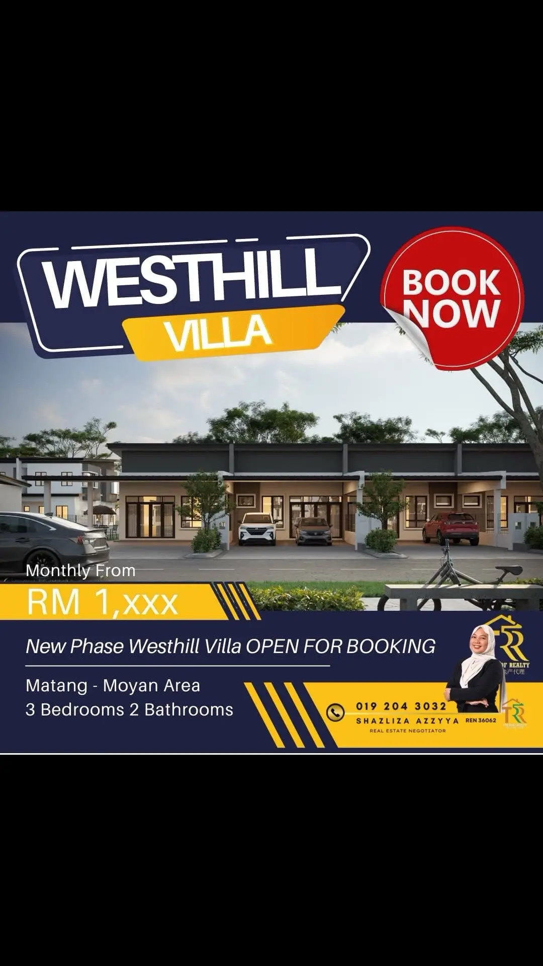 🔥🔥🔥TERLARIS🔥🔥🔥 WESTHILL VILLA RUMAH TERES SETINGKAT @ Matang - Moyan, Kuching - Binaan yang Besar - Siling Rumah yang Tinggi - Ruang Parking yang Besar - Design Terkini Moden - PERCUMA SPA, Loan Agreement Fee - PERCUMA Vinyl Flooring ✅Harga RM428,000 dan ke atas ✅Saiz 4.05 point dan ke atas Bayaran Bulanan daripada RM1,XXX BOLEH FULL LOAN (T&C) Untuk Maklumat Lanjut Dapatkan di; 🏠 https://wa.me/60192043032 ☎️ 019-2043032 ✅ Shazliza Azzyya (𝑅E𝑁36062) ✔️ The Roof Realty Sdn Bhd