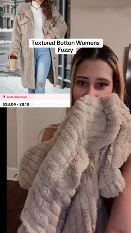 Se biene el frio preparate con un buen abrigo Textured Button Womens Fuzzy comprate este super abrigo calentito #parati #tiktikshop #ultraviral #giftschristmas #coats #tiktikmademebuyit #fyp #foryou 
