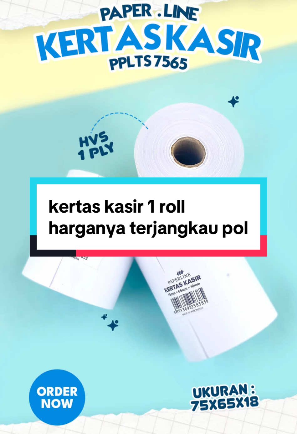 kertas kasir harga terjangkau pol  tebal dan ukurannya 75x65x18 dengan kertas HVS ngasir santai pake kertas kasir ini ajaa 🥰 #kertas #kasir #eselonstationery #haul #foryou #fyp 