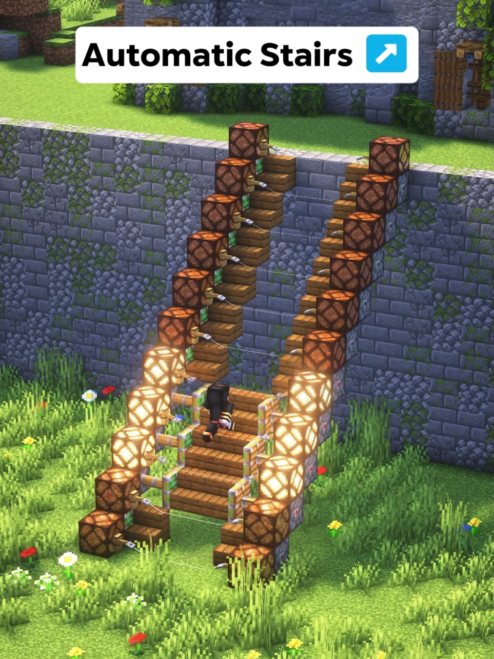 Minecraft Easy Automatic Stairs↗️ #Minecraft #minecrafttutorial #minecraftbuilding #minecraftbuild #zediaph 