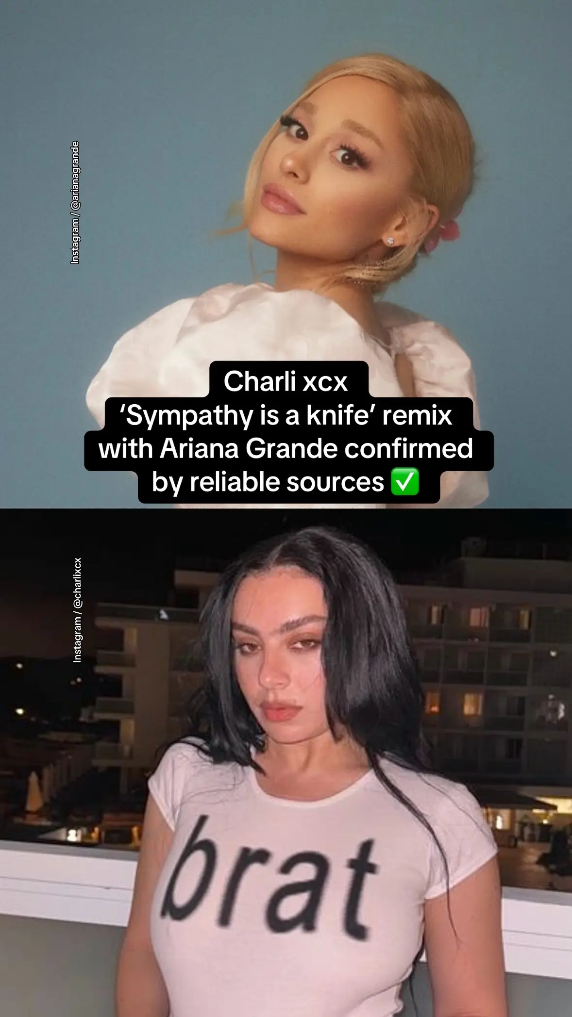 #brat #arianagrande #charlixcx @arianagrande @Charli XCX #sympathyisaknife #remix #pop #music #musicnews #fyp 