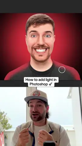 How to add light to your thumbnails or photos in photoshop #photoshop #thumbnails #mrbeast #lighting 