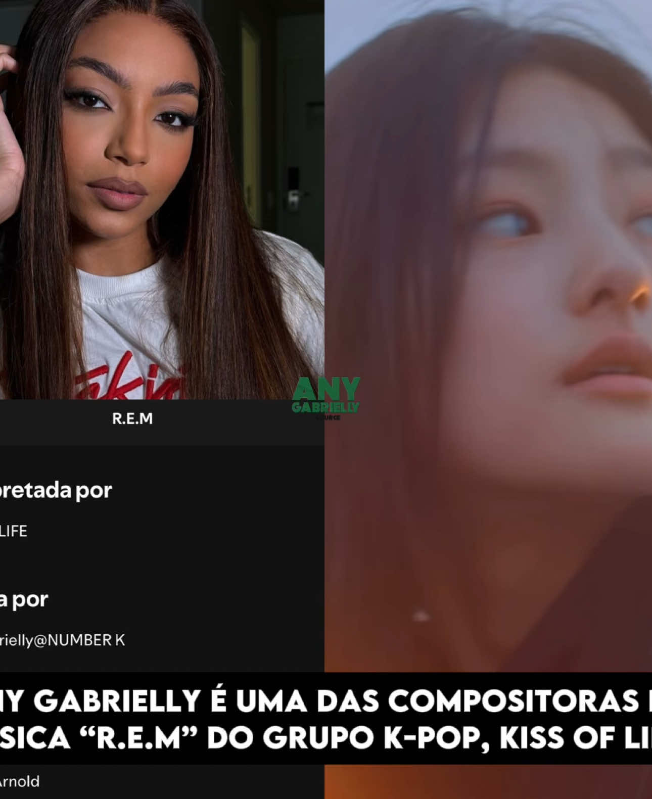 IMPECÁVEL! Any Gabrielly é uma das compositoras da música “R.E.M” do grupo K-Pop, Kiss of Life. A música é a faixa de pré-lançamento do novo álbum do grupo, e já está disponível nas plataformas digitais. #anygabrielly #anygabriellyofficial #kissoflife #fyp 