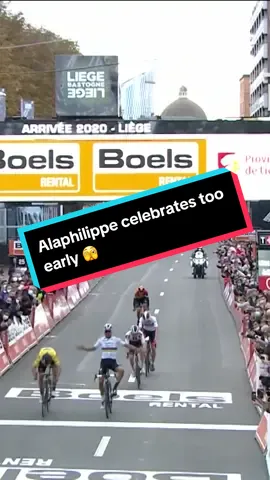 📆 On this day in 2020... Julien Alaphilippe celebrates too early and misses out on the win at Liege-Bastogne-Liege 🫣 #eurosportcycling #cycling 
