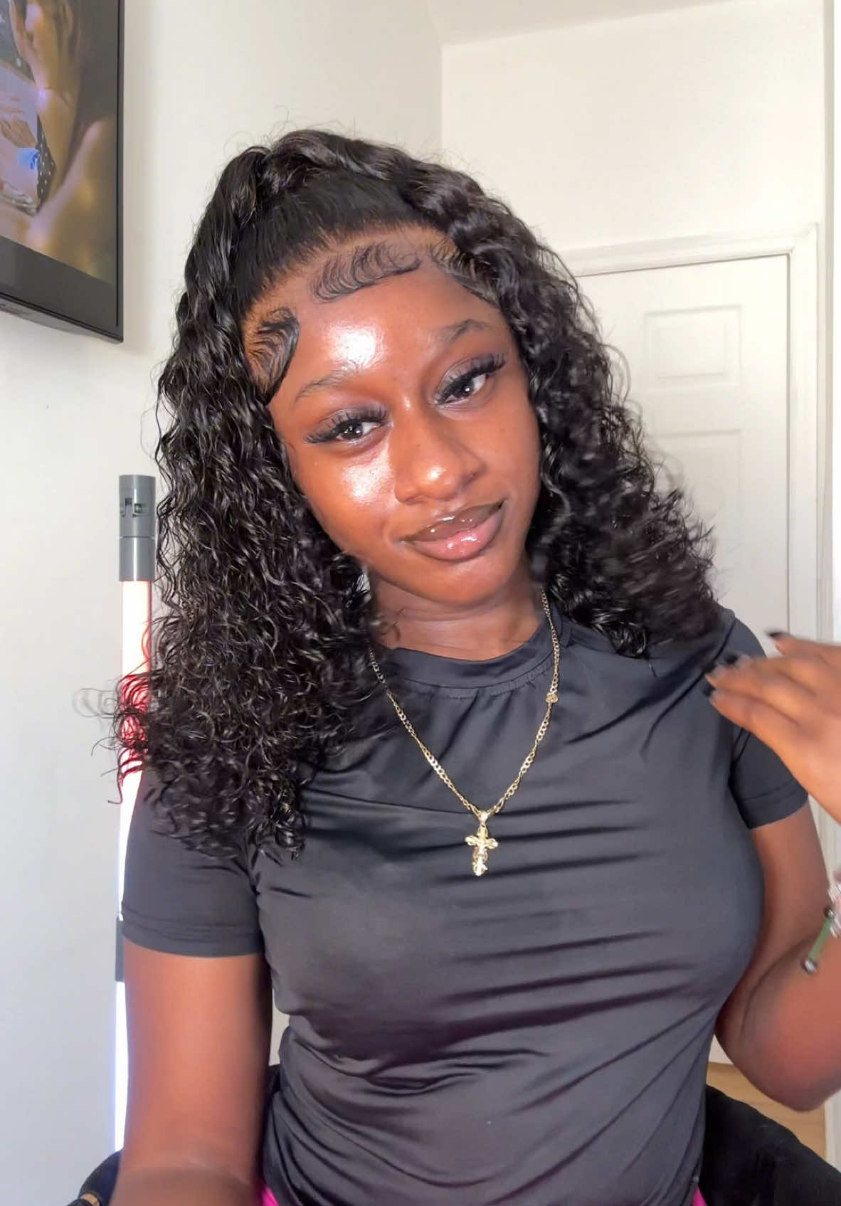 THICK AND FULL 13x4 deep wave curly wig from @Moreface Beauty @MORE FACE HAIR STORE 🔥🔥🔥LINK IN BIO #wigtok #fypシ #wigtutorial #darkskingirl #frontalwig #frontalwiginstall #curlywig #viral 