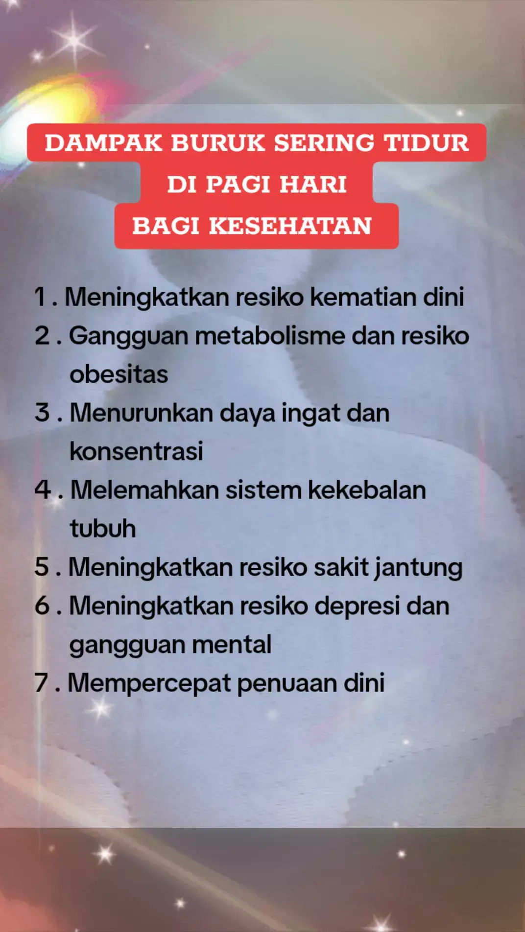 DAMPAK BURUK SERING TIDUR DI PAGI HARI BAGI KESEHATAN #emakcuan #edukasi #motivasi #kesehatan #tiktokviral #fyp 