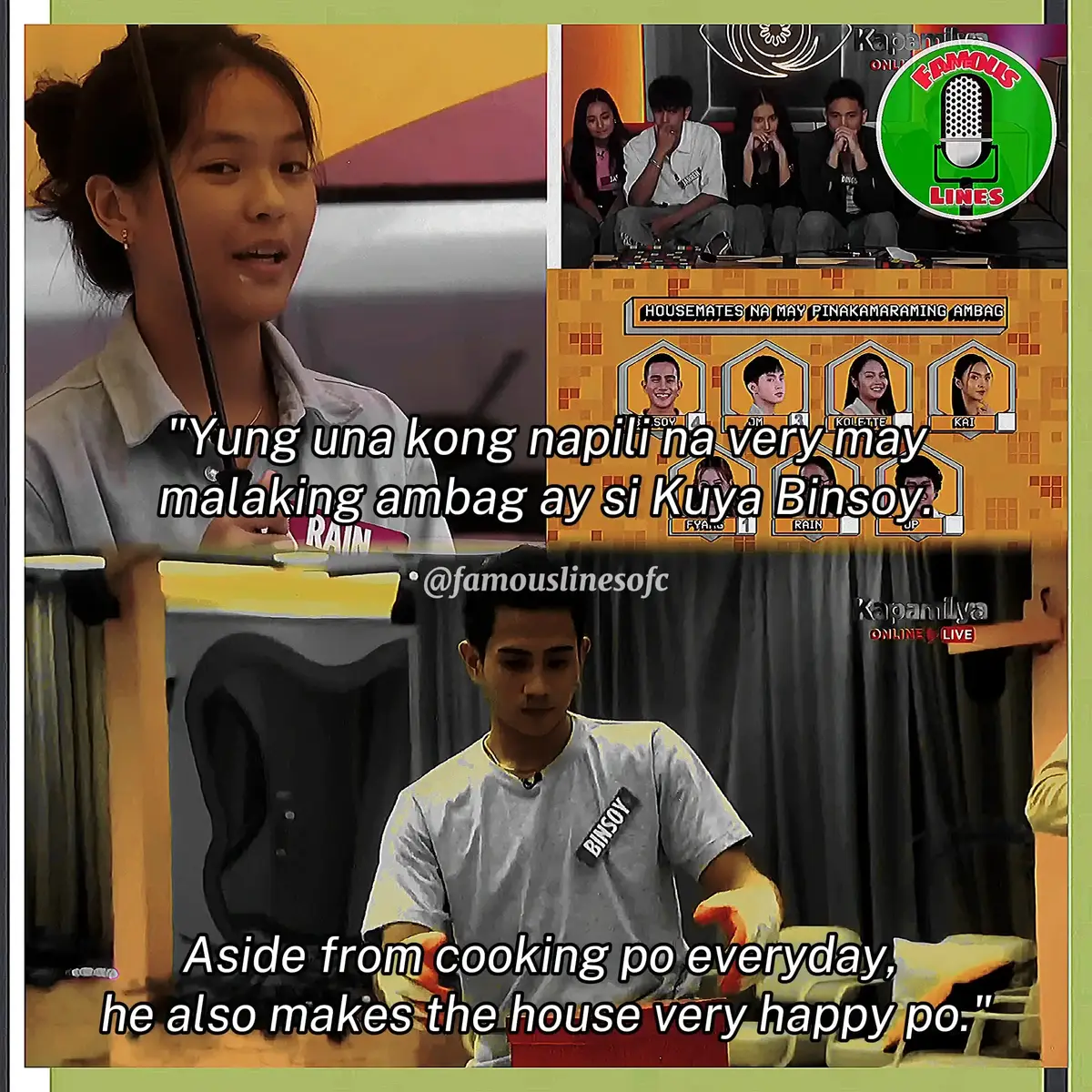 HOUSEMATES NA MAY PINAKAMARAMING AMBAG RAIN's vote: 📌 BINSOY 📌 KAI 📺 PBB Gen 11, 2024   #Rain | #RainCelmar | #FamousLines #RainCelmar #FamousLines #pbbgen11 #pbb #famouslines #famouslinesofc 