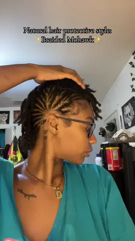 This might just be my new go-to… wait til i take out the twist🥴 #justnadik #fy #blackgirltiktok #braidedmohawk #protectivestyles #type4hair #naturalhair 