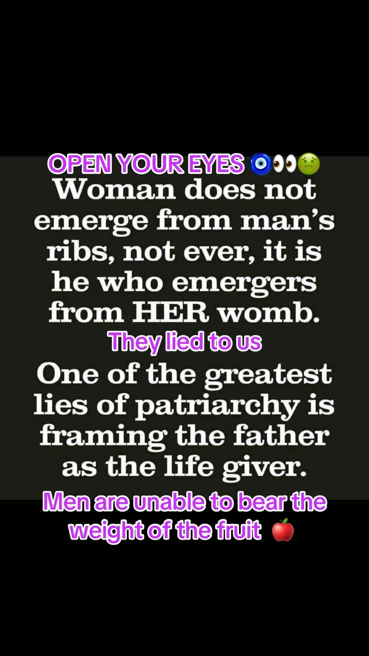 Want to know why our world is in Hell’s Handbasket of Chaos?! Men and women cutoff their connection to the womb, source and nature.  They are unable to bear prosperous fruit and their crops will whither until they pay the dues to women, Earth and Mother Gaia The universe is a Divine Cosmic womb.  At the moment she is cycling through to remove the scourge of damage done by man made disasters