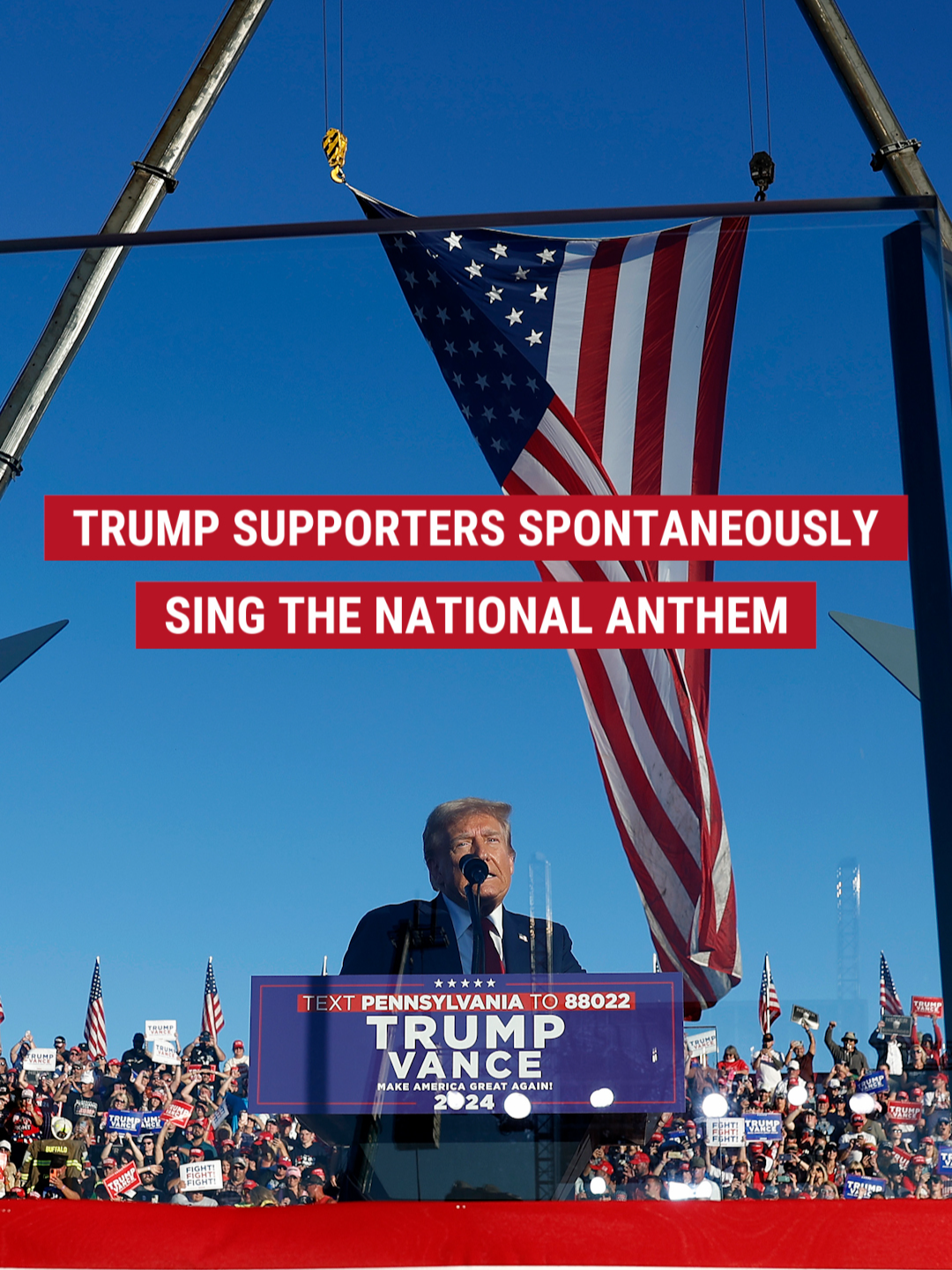 O SAY CAN YOU SEE! Former President Trump joins in as supporters sing the Star-Spangled Banner at his Saturday rally in Butler, Pennsylvania. Trump had paused his remarks as a person in the crowd received medical attention.