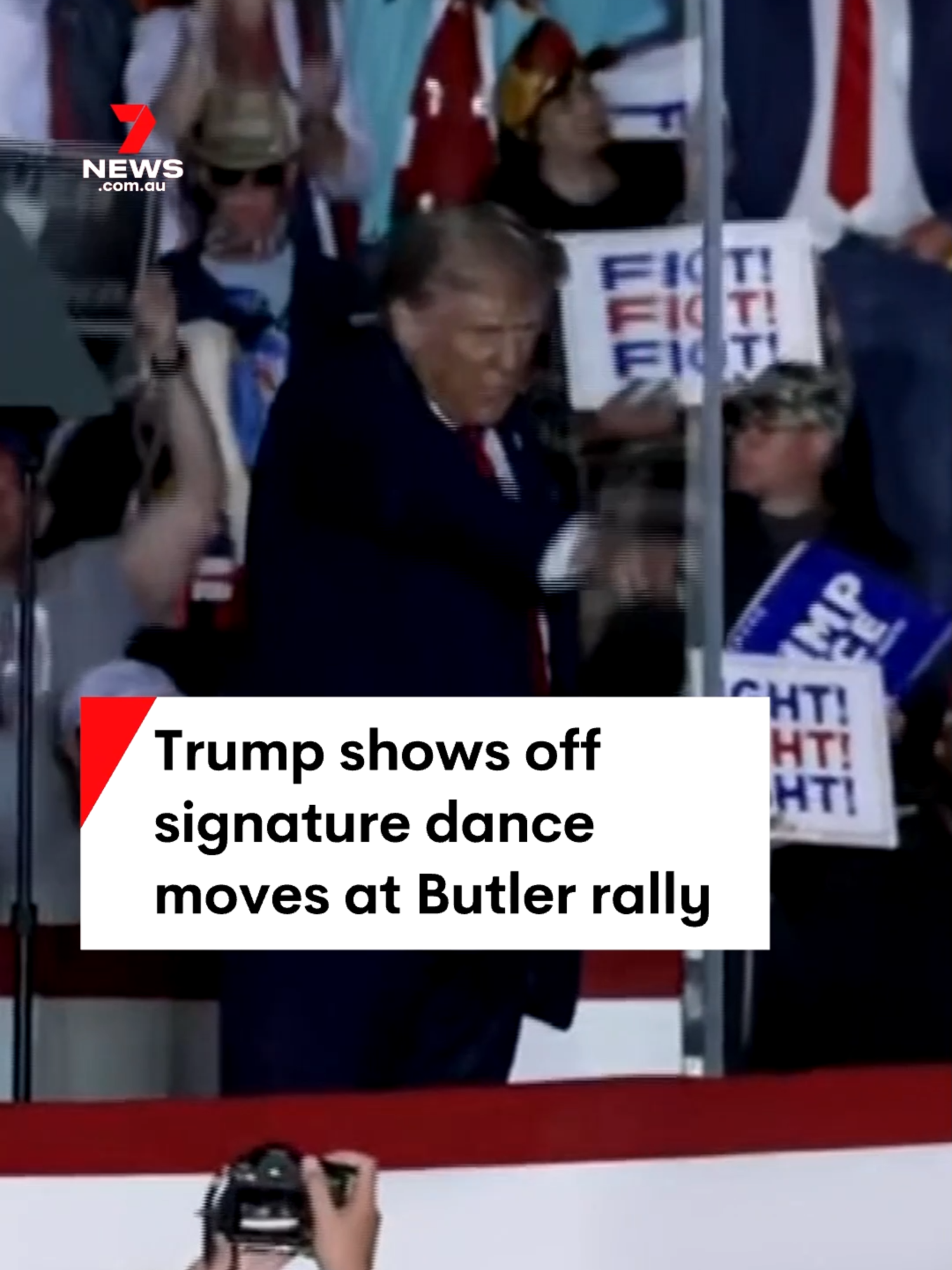 Trump once again perform his signature dance moves at his latest rally in Pennsylvania. #Trumpdance #trump #Trumprally #trumpbutlerrally #trumpassassination #uselctions #trumprally #WW3 #butler #pennsylvania #7NEWS