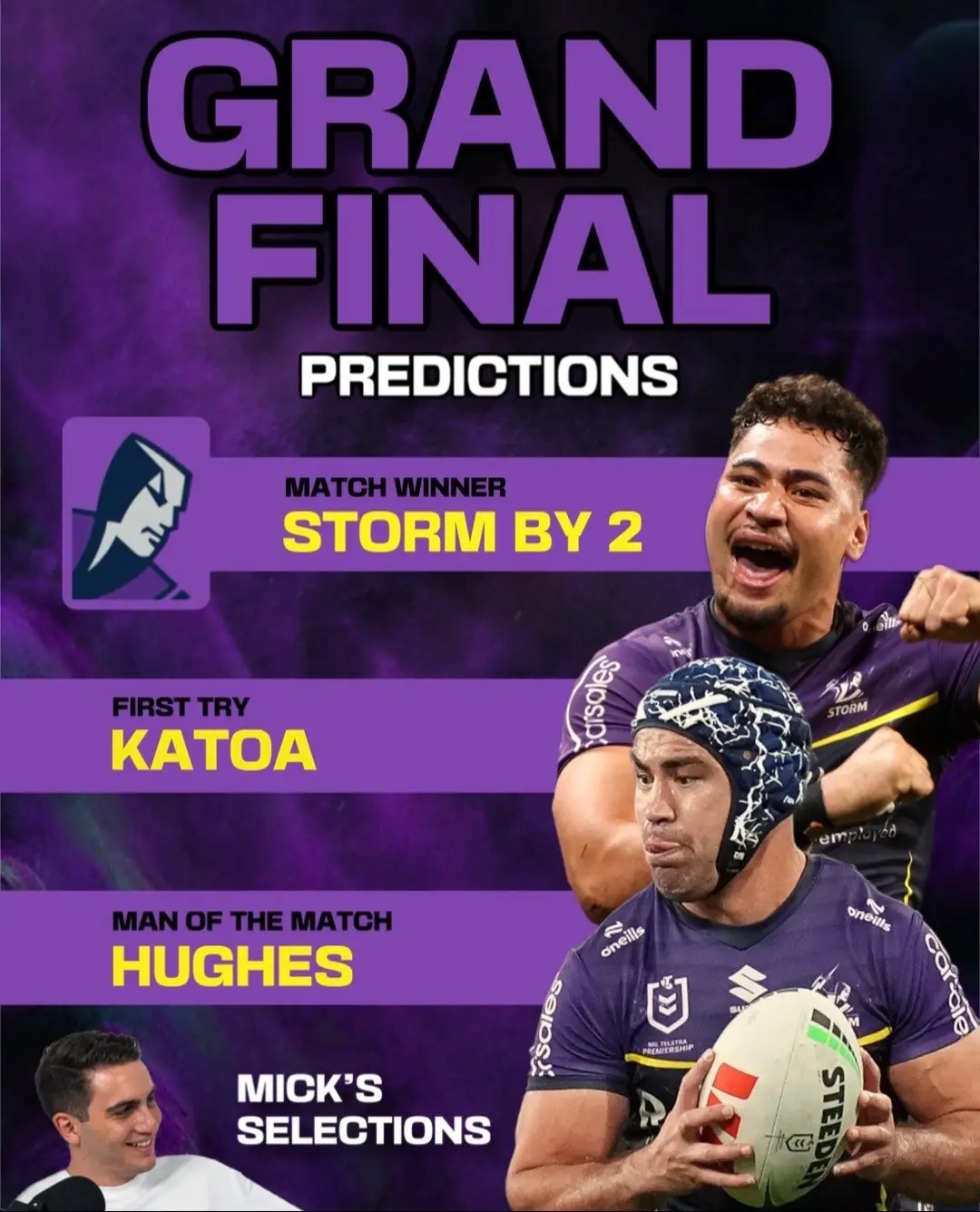 Comment your GF predictions below 👇  #NRLGF #NRLGrandFinal #nrltiktok #nrlpredictions #grandfinal #melbournestorm #gnocchithebulldog #bulldogpredictsnrl #penrithpanthers #4peat #penrith #nrlbulldog #nathancleary #cleary #dylanedwards #jahromehughes #paulalamoti #ivancleary #craigbellamy #nrl #fyp #foryou #foryou