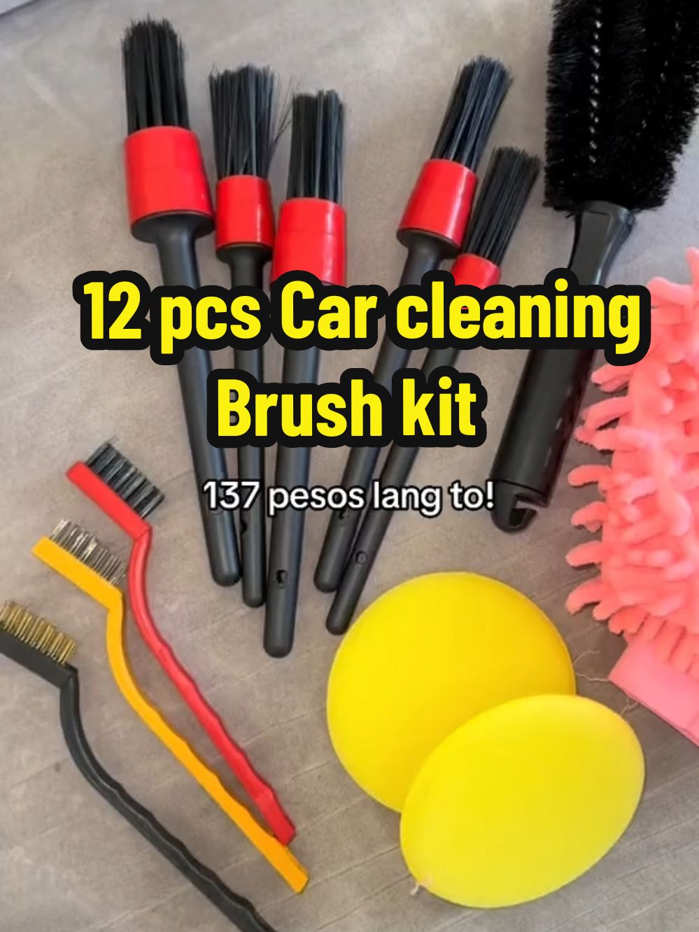 12pcs car cleaning brush kit! Must have talaga para sa car mentenance 💯 #carbrushset #carbrushes #carwash #cleancar #carcare #caressentials #fyp #foryou 