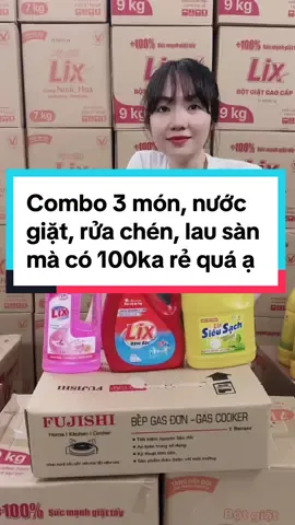 Combo 3 món, nước giặt, rửa chén, lau sàn mà có 100ka rẻ quá ạ #botgiatlix #lix #nuocgiat #review #xuhuong 