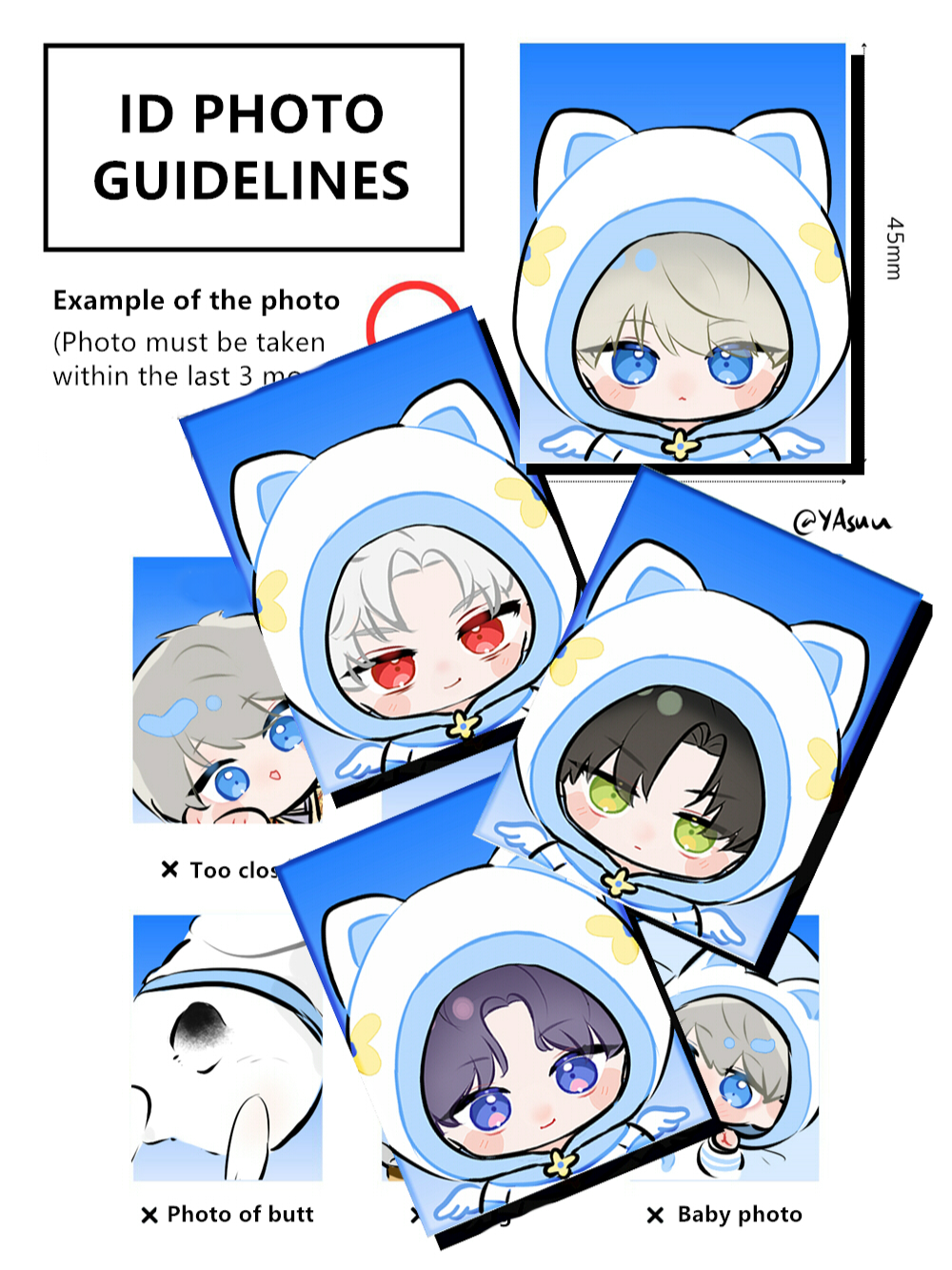 How to take proper ID photo #loveanddeepspace #恋と深空 #러브앤딥스페이스 #恋与深空 #wanderinwonder#xavier #rafayel #zayne #sylus