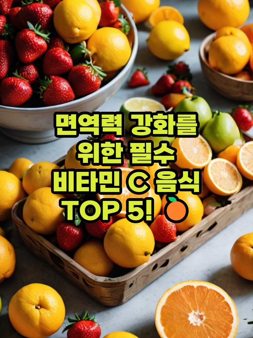 일교차가 심한 가을 시즌, 면역력 강화를 위한 필수 비타민 C 음식 TOP 5! 🍊 #일교차 #면역력 #면역력증가 #면역력강화 #면역력에좋은식품 #비타민c #오렌지 #키위 #브로콜리 #딸기 #파프리카 #건강음식  #immune #immuneboost #vitaminc#vitamin #vitaminas #immunesupport #healthyeating #orange #kiwi #brocoli #strawberry #bellpepper #paprika #pimiento