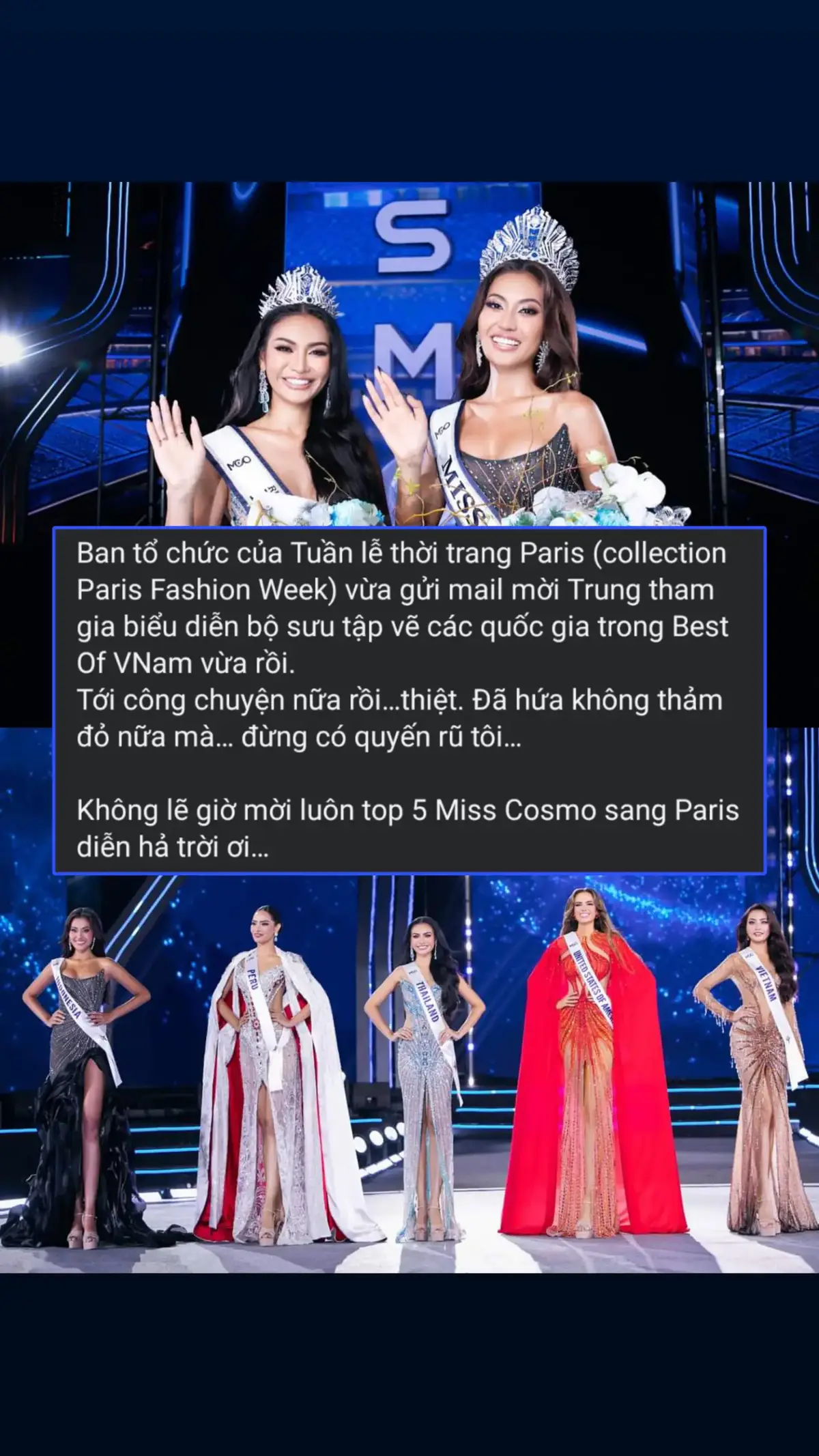 NTK Trung Quang Đinh đang dự định mời Top 5 - Miss Cosmo 2024 diễn BST Áo dài Việt Nam tại Paris Fashion Week 2024 sắp tới 💥❤️ #QueenBeauty_team #trungquangdinh  #misscosmo2024 #misscosmo  #misscosmointernational2024  #misscosmointernational 