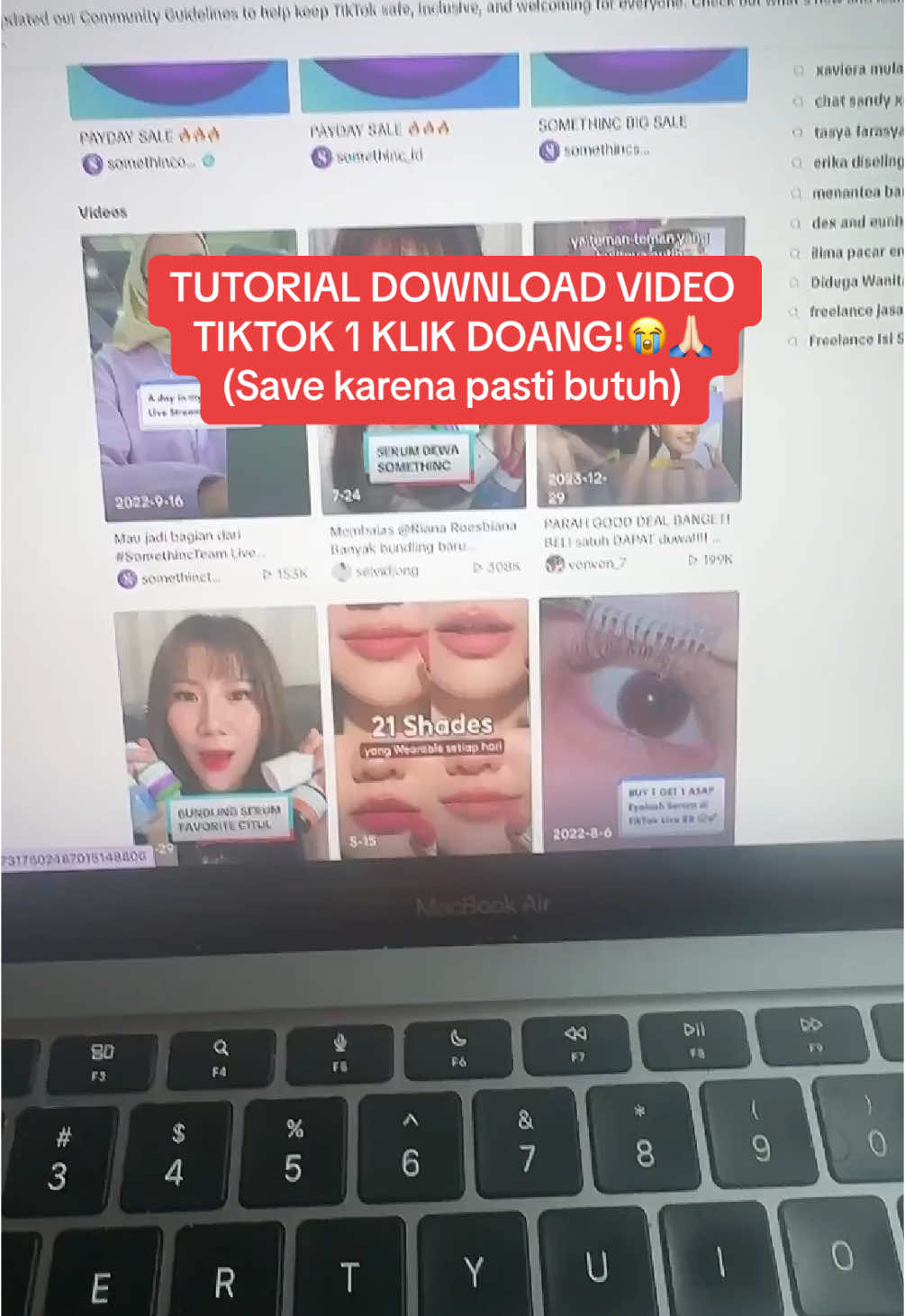 Tutorial cara download video tiktok di pc 1 klik doang! Like dan save karena pasti kepakai buat yang kerja di social media😭🙏🏻 #tipsandtricks #videotiktok #downloadvideo #belajarditiktok #tipsediting 