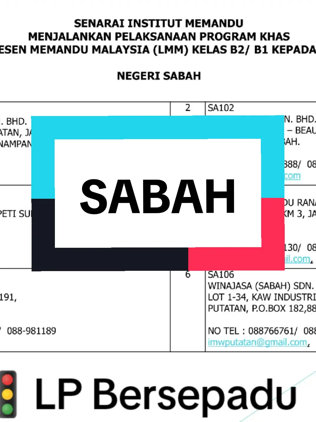 Senarai Institut Memandu Program Peralihan Khas SABAH Senarai IM yang mengikuti perlaksanaan program khas peralihan B1/B2 - B(full) Semoga dapat membantu anda yang layak memohon.. 🚦LP Bersepadu #senaraiinsitutmemandu #foryourpage #foryou #fyp #cikgulitar #Dmkakaklesen #LpBersepadu #lesenprogramkhas 