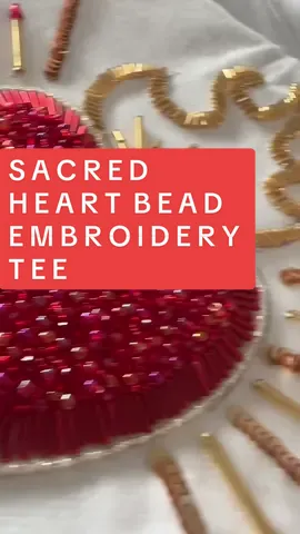 Its been a minute between beaded tees, but this one was a special lil commission.  We have this lady-only event in Kalgoorlie every year, and my bestie got this incredible sequin string skirt. Obviously it needed a special tee.  Inspired by the sacred heart from 90s Baz Luhrmann Romeo & Juliet movie promo, I beaded this shirt using a mixture of new and vintage seed, bugle and cone beads and just between you & me, I’m obsessed.  #beadembroidery #beading #beadingtutorial #handembroidery 