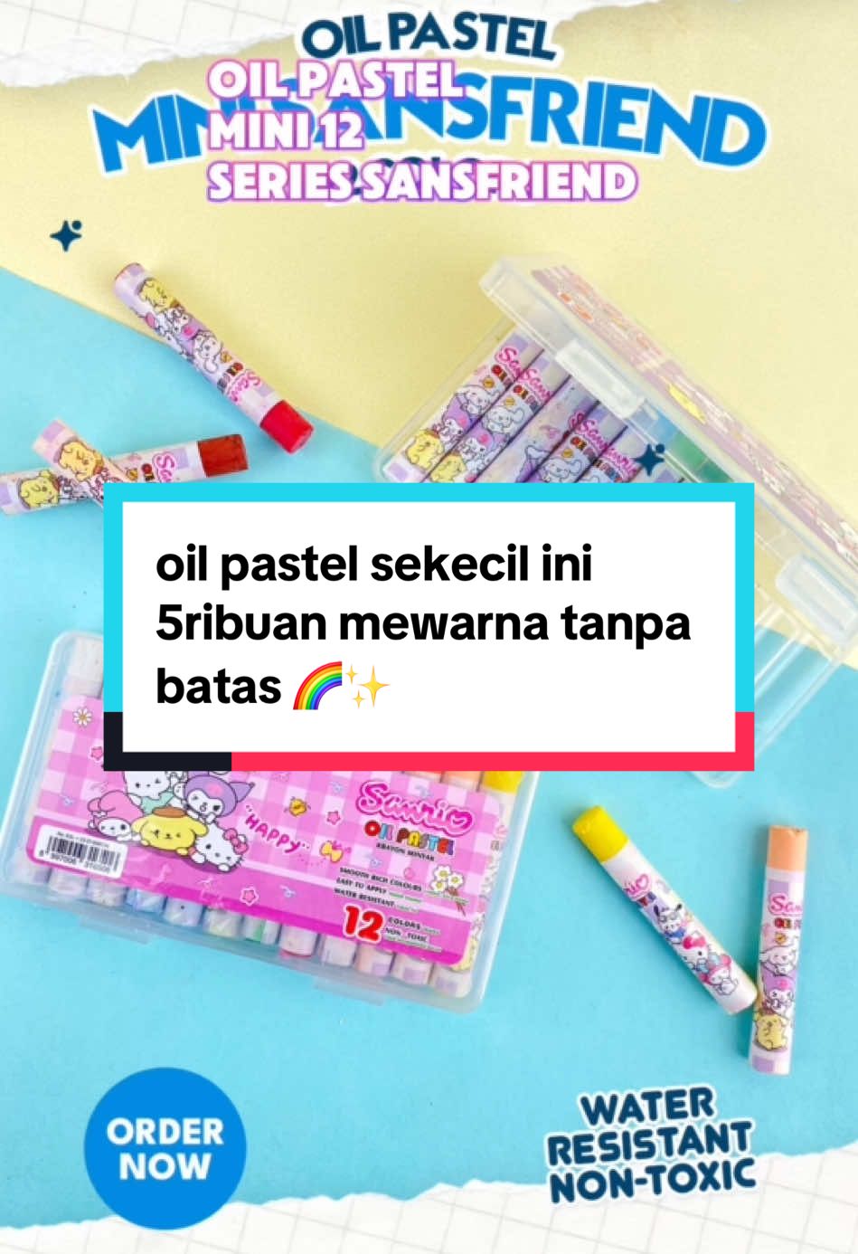 oil pastel mini karakter terbaru ✨🌈 cuma 5ribuan aja bisa sepuasnya mewarnai dengan oil pastel mini ini 💕 #oilpastel #crayon #eselonstationery #stationery #foryou #fyp 