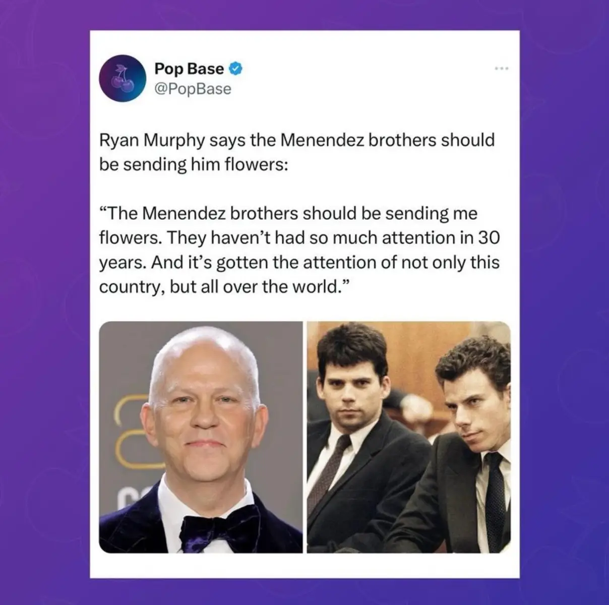 Saying that they should be sending him flowers is crazy! #netflix #lylemenendez #erikmenendez #lyleanderikmenendez #menendezbrotherscase #menendezjustice #fyp #xyzcba #viraltiktok 