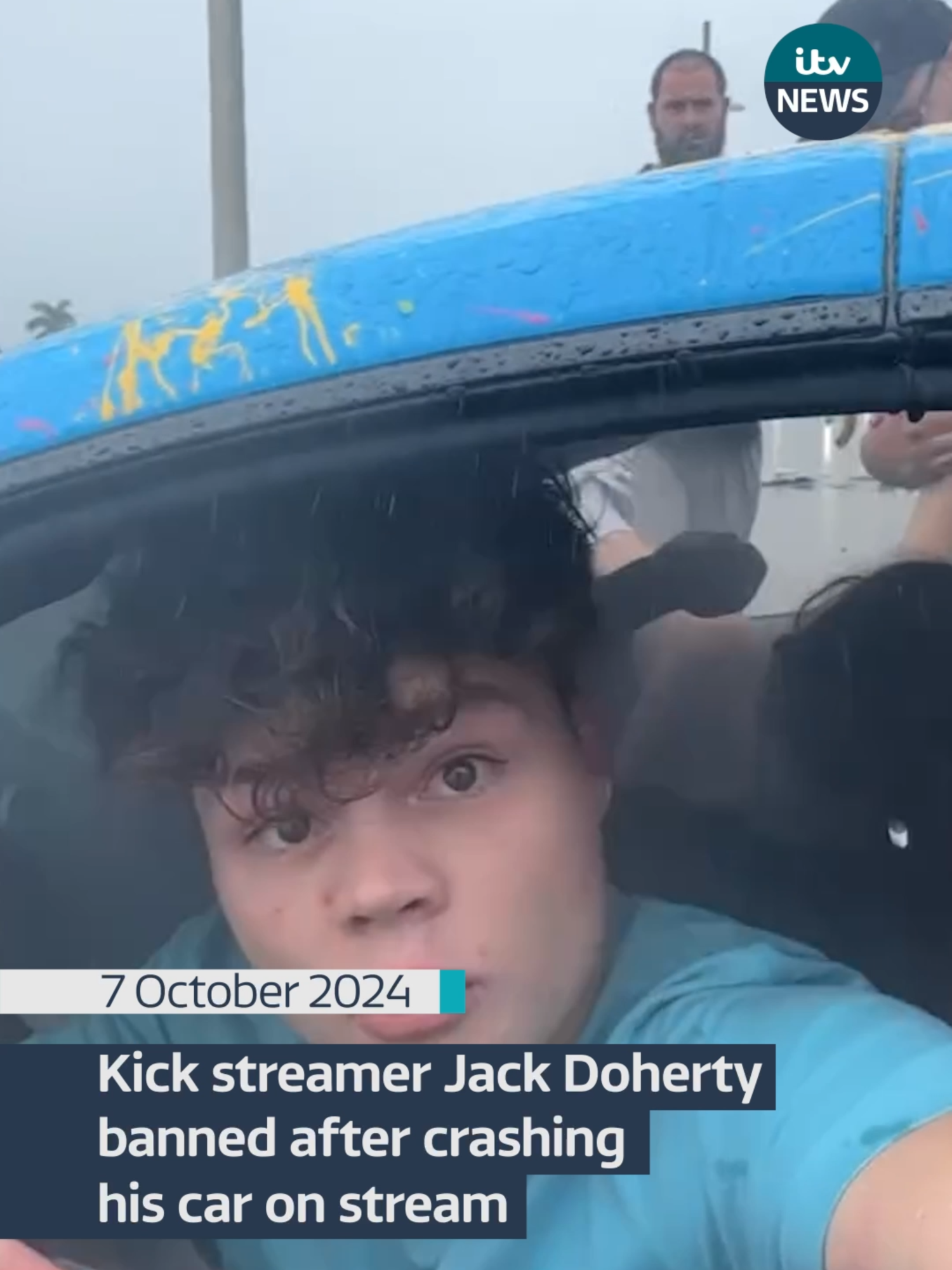 Kick streamer Jack Doherty banned after crashing his car on stream #itvnews #news