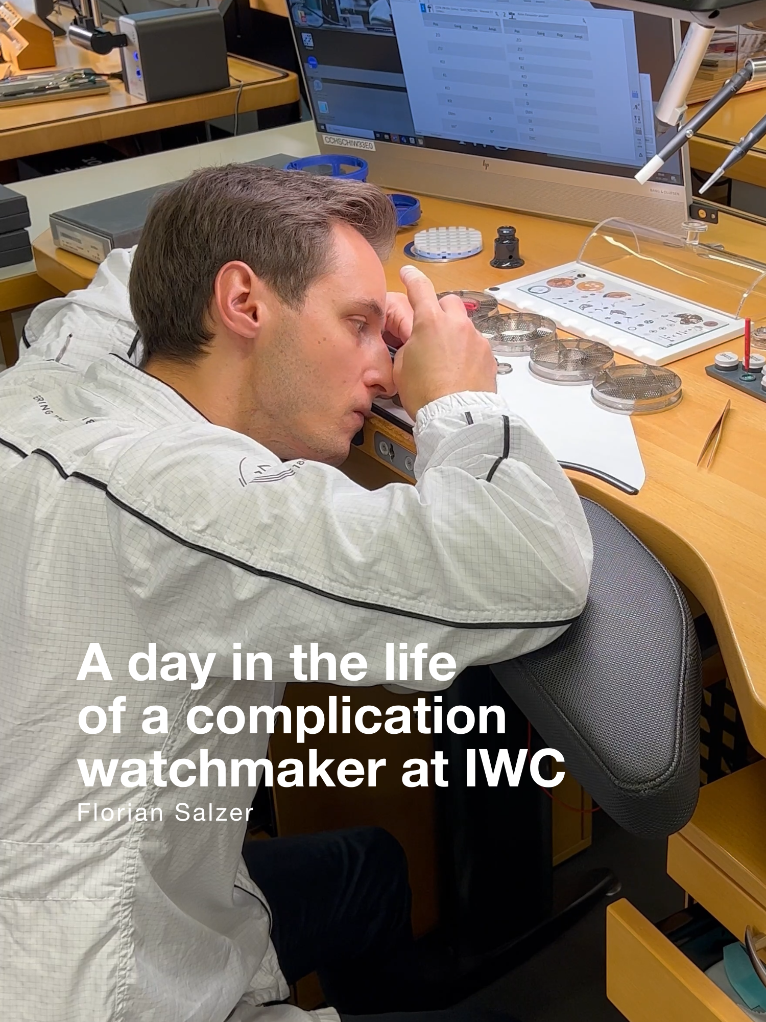 IWC watchmaker, Florian Salzer originally from Überlingen, Germany, takes us through his workday in his mother tongue. Check out the link in bio to apply to become a watchmaker at IWC. Who knows? You might become Florian's colleague one day.   IWC-Uhrmacher Florian Salzer aus Überlingen, Deutschland, führt uns in seiner Muttersprache durch seinen Arbeitstag. Über den Link in der Bio kannst Du Dich als Uhrmacher*in bei IWC bewerben. Wer weiß? Vielleicht wirst Du eines Tages Florians Kollege.   #IWCwatches | #Watchmaking | #Watches | #LuxuryWatches | #WatchTok | #IWC | #aDayInMyLife