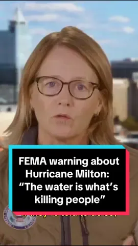 Life-threatening storm surges are expected to hit Florida's Gulf Coast this week with the arrival of Hurricane Milton, which was upgraded Monday afternoon into a Category 5 hurricane over the southern Gulf of Mexico.  FEMA's Deanne Criswell warns about the water during Hurricane Milton: 