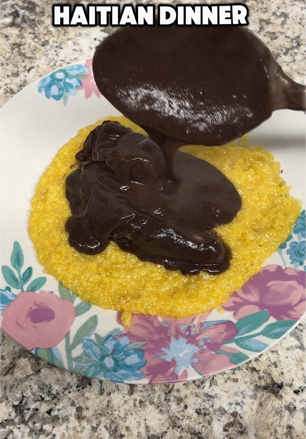 Another Mayi Moulen dinner, but with some Sos Pwa this time.  #cornmeal #sospwa #haitianfood #haitianrecipes #haitiancuisine #caribbeanfood 
