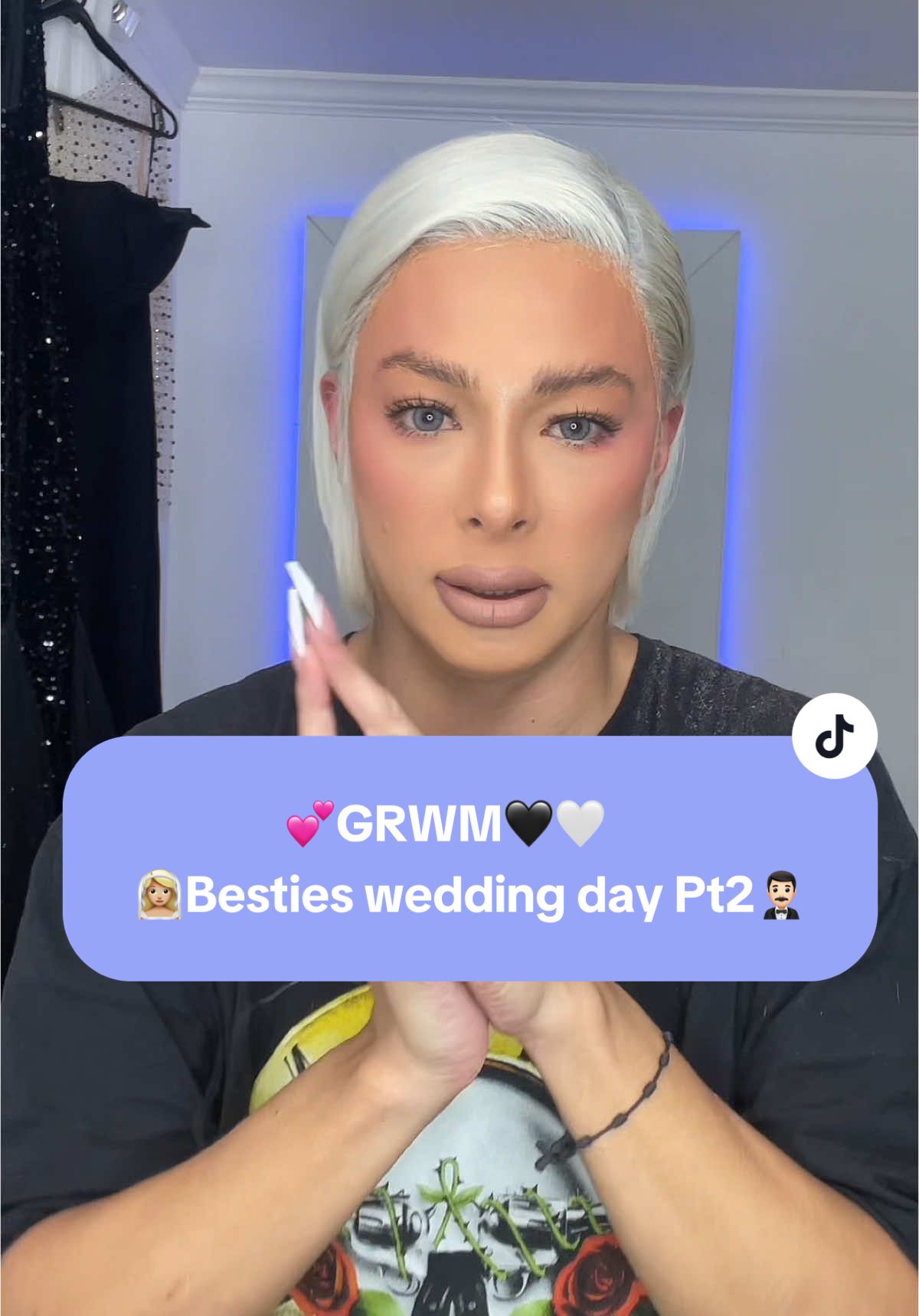 #GRWM today is the big day, best friends wedding !!!!! PT2🙌🏻🤍🖤 🎉🥂Cant wait to show you the wedding 📸👰🏼‍♀️🤵🏻‍♂️IG:glit_glam📍#fyp #parati #wedding #weddingmakeup #makeuphacks #wiglife 