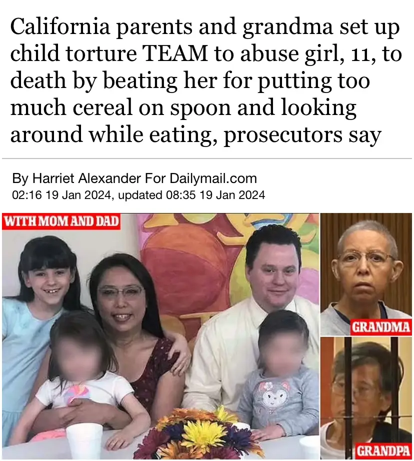 Her name is Arabella McCormack !! The adoptive parents and grandparents of a California 11-year-old worked as a team to torture and torment her until she died, prosecutors have claimed. Arabella McCormack was found by paramedics at the San Diego county home in such an emaciated state that she weighed less than she did aged five. She girl was covered in cuts, bruises and still-healing fractures. Her adoptive parents Leticia and Brian McCormack called 911, saying Arabella choked on chicken broth. Paramedics say they found Arabella on the floor without a pulse, and a deputy on the scene reported the girl looked like ‘a corpse with skin stretched over it.’ She died less than 10 hours later at the hospital in August 2022. When sheriffs arrived at the house, Border Patrol agent Brian McCormack shot himself dead. #arabellamccormack #fostercare #fosterkidsmatter❤️ #sad #heartbreaking #davonwoods #explore #fostercarenews🥹 