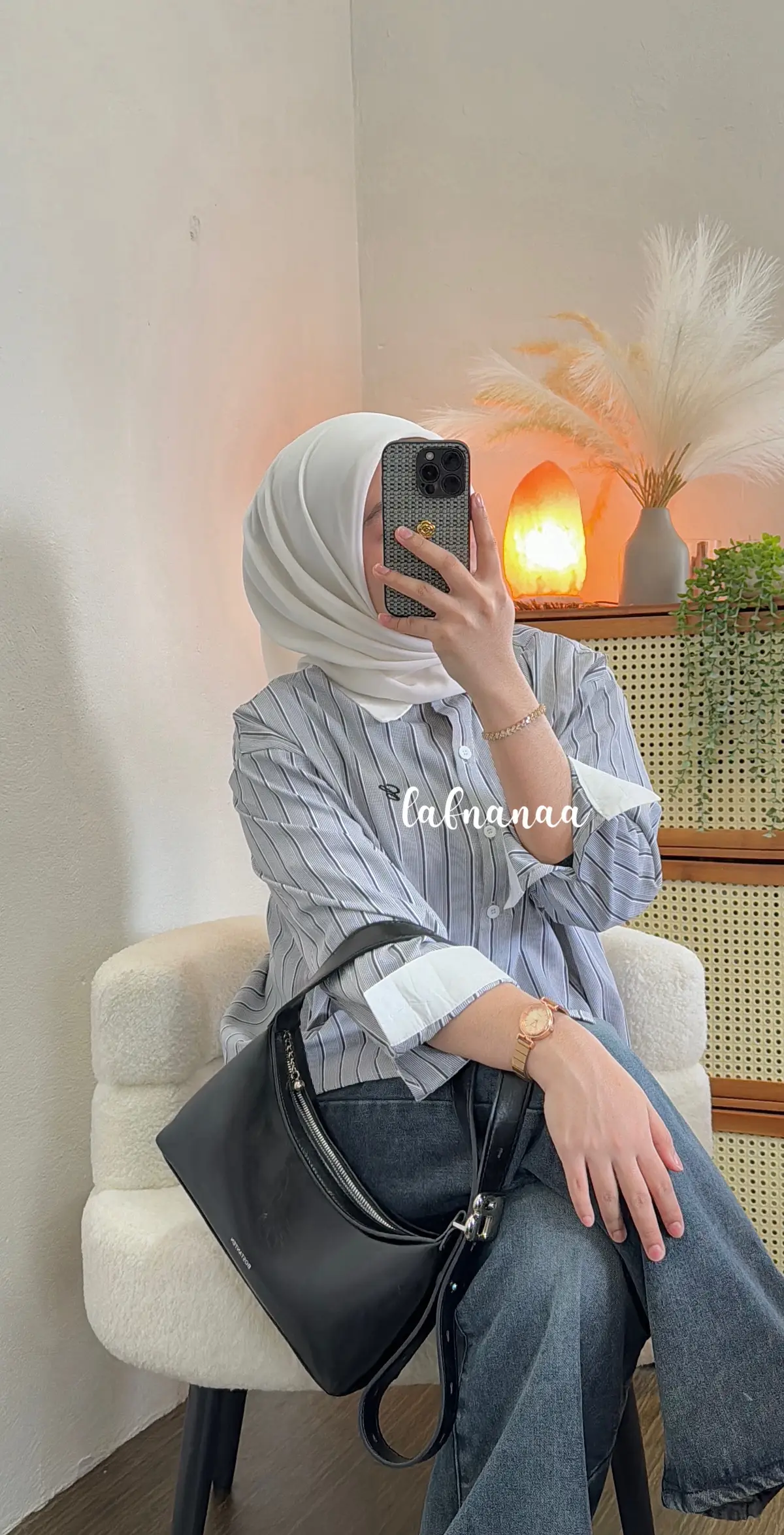 Kemeja stripes BELI SINI@lafnanaa 𐙚 #blousewanita #bajuwanita #outfitideas #kemejawanita 