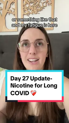 Day 27 Update-Using Nicotine patches to treat Long COVID. ❤️‍🩹  Taste & smell have decreased off the patches, stamina is slightly decreased too but still better than pre-nicotine levels, dysautonomia is still significantly better than it was pre-nicotine! 👏🏻 #longCOVID #longCOVIDrecovery #nicotinepatch #nicotine 