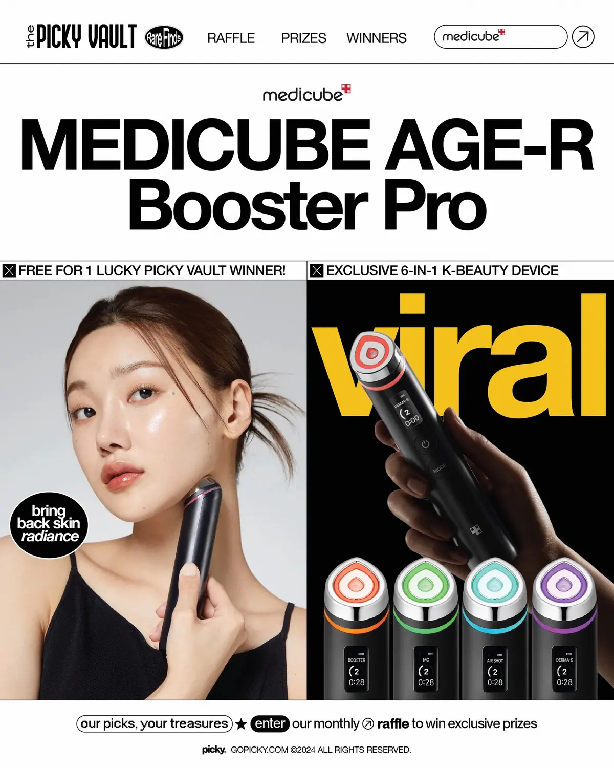 Want to elevate your skincare routine and get professional-grade results at home? Now’s your chance! 🙌💆‍♀️ We’re thrilled to feature the MEDICUBE Pro Booster as an exclusive prize in the Picky Vault!  Invite your friends to join the Picky App, and for every 2 friends who successfully join using your invite code, you’ll earn 1 raffle ticket! 🎟️ The more raffle tickets you collect, the more chances you have to unlock exciting Vault prizes like the Pro Booster. 📲 Head to the Picky app now to join the fun and claim your tickets before they’re gone! @Medicube Global  #MEDICUBE #PickyVault #GlowUp #ProBooster #SkincareGoals #GiveawayFun #SkincareLovers