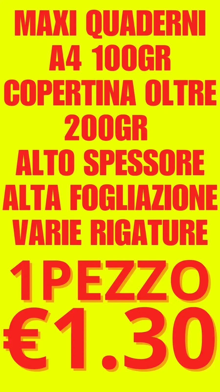 OTTOBRE PREZZI PAZZI SUI MAXI QUADERNO 100GR, VARIE RIGATURE, ALTA FOGLIAZIONE, COPERTINA OLTRE 200GR A SOLI € 1.30 SINGOLO MAXI QUADERNO. #PREZZIPAZZI #price #2024 #risparmio #partiamocolbotto #scuola #cancelleria #OFFERTA #soddisfazioni  @fiorellaginnastic @Fiorella Ciccone 