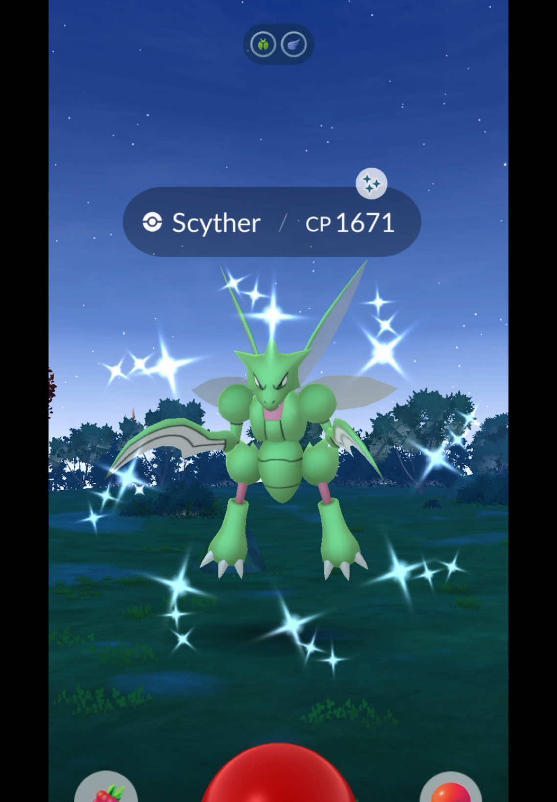 Shiny Scyther✨ @Pokémon GO #pokemon #pogo #shinypokemon #shinyscyther 