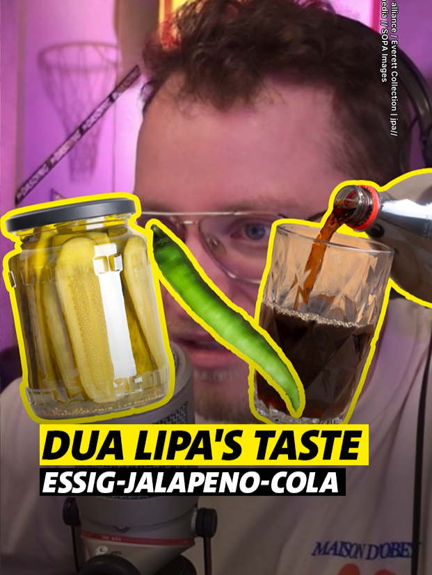 Foodkombination aus der Hölle, die @alex_danner da probieren muss! Was ist bei @dualipaofficial los?! #dualipa #essigcola#dasding