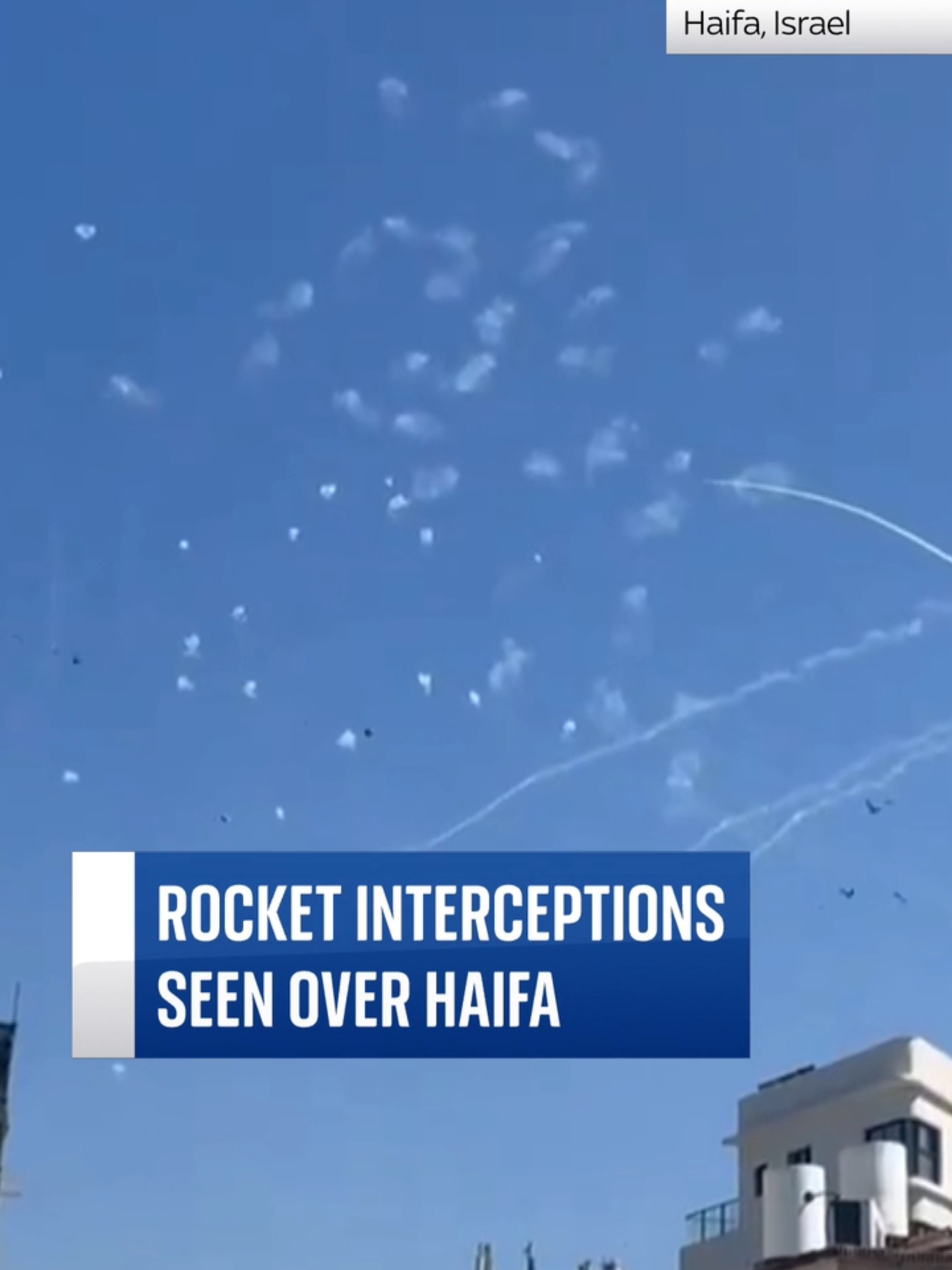 Watch the moment rockets are intercepted over Haifa. #israel #interceptions #Haifa