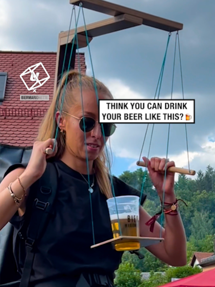 Now this is serious skill!! 🤯 🍺 🎥: biermarionette via bviral #UNILAD #unilad #beer #challenge #octoberfest #skills